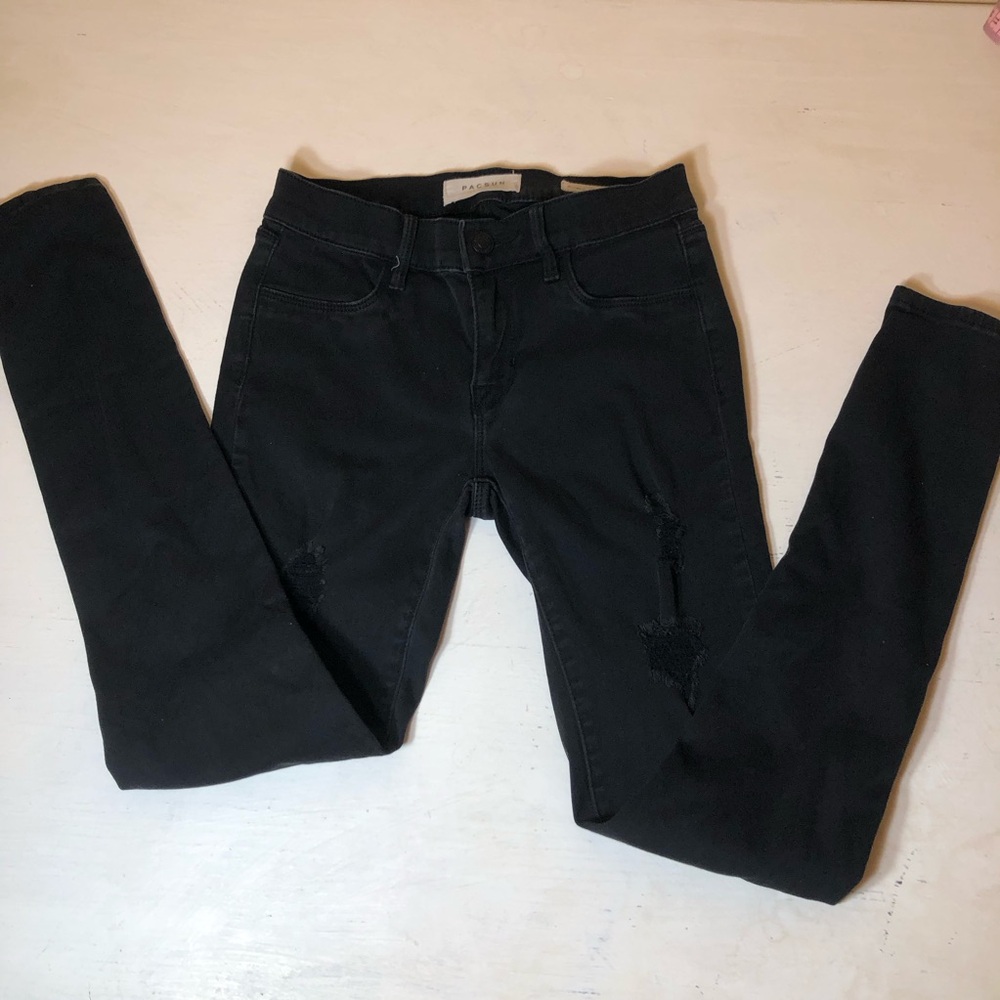 Pacsun Black Distressed Jegging, Skinny Jean, Sz 23, EUC